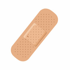 Two skin-toned adhesive bandages with rows of perforations are against white background