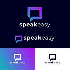 Obraz premium Speak Easy icon. Geometric frame as speech bubble with letter.Logo for language school.