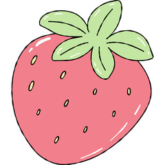 Cute Hand-Drawn Strawberry Illustration,Farmers Market Style