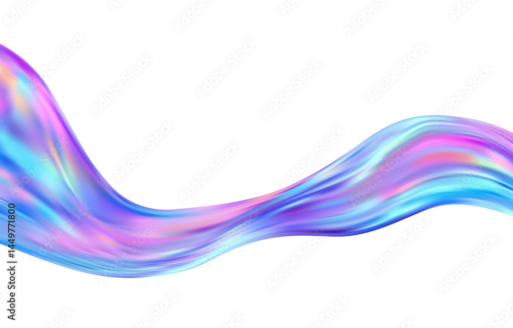 Poster abstract holographic wave.flow iridescent fluid.dynamic spectrum ribbon.