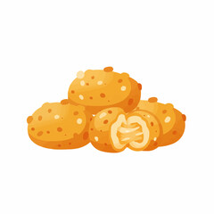 Illustration of orange swiss cheese with hole texture, lower left corner