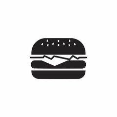 Black and white graphics of a hamburger on a white background, isolated