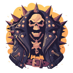 Punk skull in spiked leather jacket art
