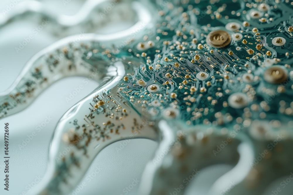 Poster A circuit board embedded in a translucent, octopus-like form, showcasing a blend of technology and art.