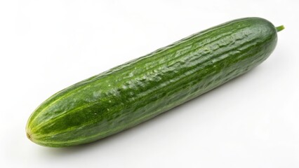 Single Cucumber on White Background