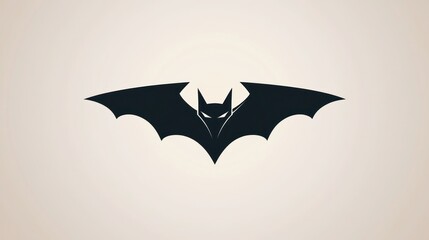 Fototapeta premium Bat silhouette graphic, flat design, neutral background. Possible use Halloween, spooky, fantasy art