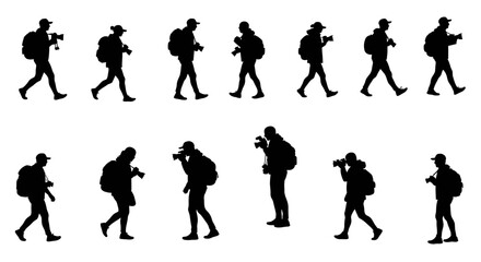 Fototapeta premium Silhouette Collection Photographers on Adventure