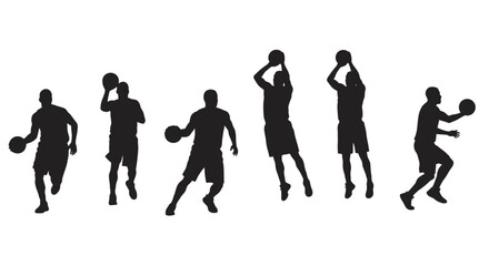 Dynamic Basketball Player Silhouettes Action Poses Illustration