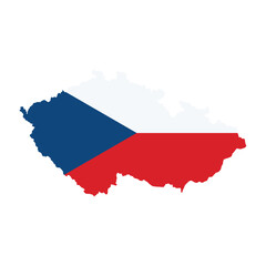 Czech Republic Map With Flag Base