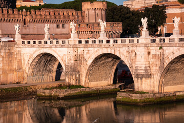 View of bridge in Rome city, Italy