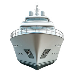 Realistic yacht, white in color with a black bottom and trim, ultra-realistic photography, transparent background