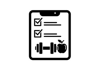 Fototapeta premium Fitness Checklist Workout & Nutrition Plan Icon