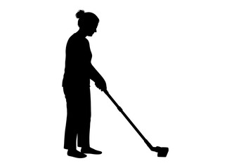 Woman Vacuuming Silhouette Illustration of House Cleaning