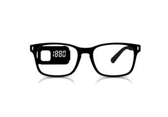 Modern Rectangular Eyeglasses with Integrated Display Sleek Design and Digital Integration