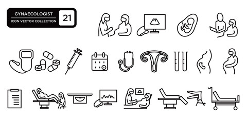 Gynecologist icon collection, editable and resizable vector icon templates.