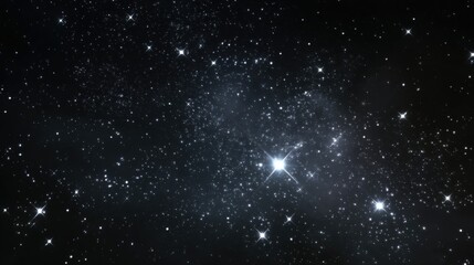 A mesmerizing view of a star-filled night sky. Countless stars twinkle against a dark backdrop, creating a serene and awe-inspiring celestial scene.