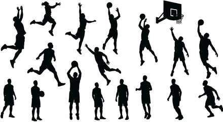 Fototapeta premium Dynamic Basketball Player Silhouettes Action Shots & Poses for Design