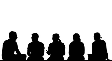 Silhouette of Group Discussion Teamwork, Collaboration, and Communication