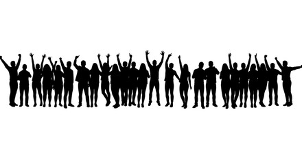 Naklejka premium Silhouette of a Diverse Crowd of People Celebrating Together