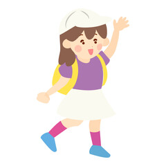 Smiling Girl Waving Her Hand Illustration
