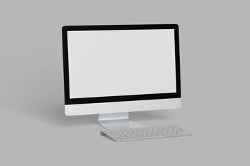 Blank desktop computer with gray background