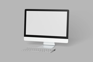 Blank desktop computer with gray background
