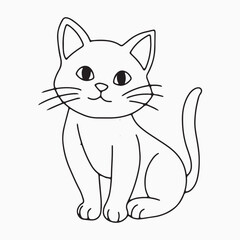 Black outline cat animal isolated on white background.kids education, coloring book