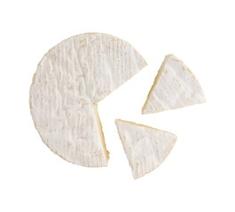 fresh camembert cheese with sliced isolated on white background