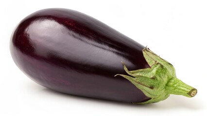 Single Eggplant on White Background