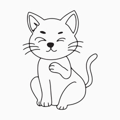 Black outline cat animal isolated on white background.kids education, coloring book