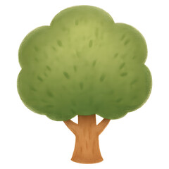 vibrant green tree with thick trunk, symbolizing nature and growth