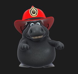 Naklejka premium Fun 3D cartoon firefighter horse