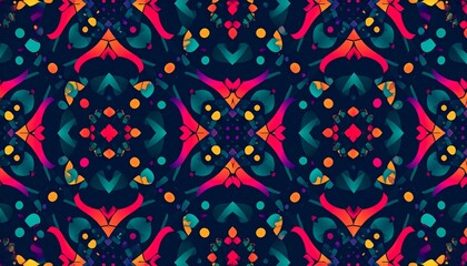 Obraz premium Vibrant Colorful Geometric Pattern Seamless Repeat Texture