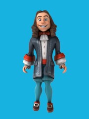 Fun 3D cartoon baroque character waving