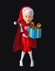 Fun 3D cartoon superhero woman talking