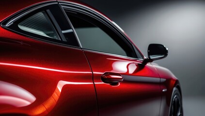 Detail shot of red metallic car paint