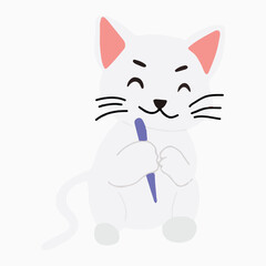 Cat cartoon isolated on white background. A collection of various poses of a cute variant cat. Cat vector illustration.