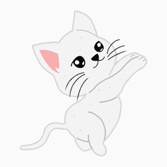 Cat cartoon isolated on white background. A collection of various poses of a cute variant cat. Cat vector illustration.