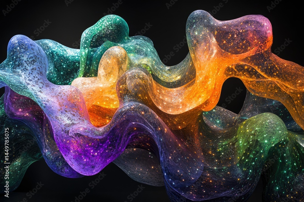 Aufkleber abstract cosmic swirls of vibrant, glittering colors create a mesmerizing, ethereal visual experienc