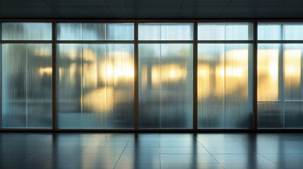 Corrugated frosted glass obscuring shadowy forms behind it