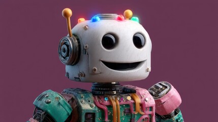 Smiling Robot Portrait with Circuit Board Design