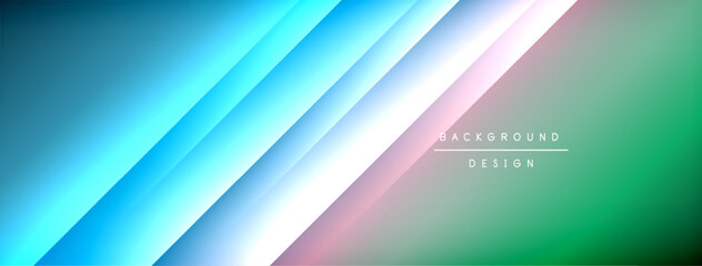Abstract gradient background. Diagonal lines create dynamic visual effect. Colors transition from blue to green. Minimalist design.