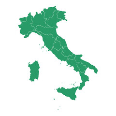 Italy Black Map Green Regions