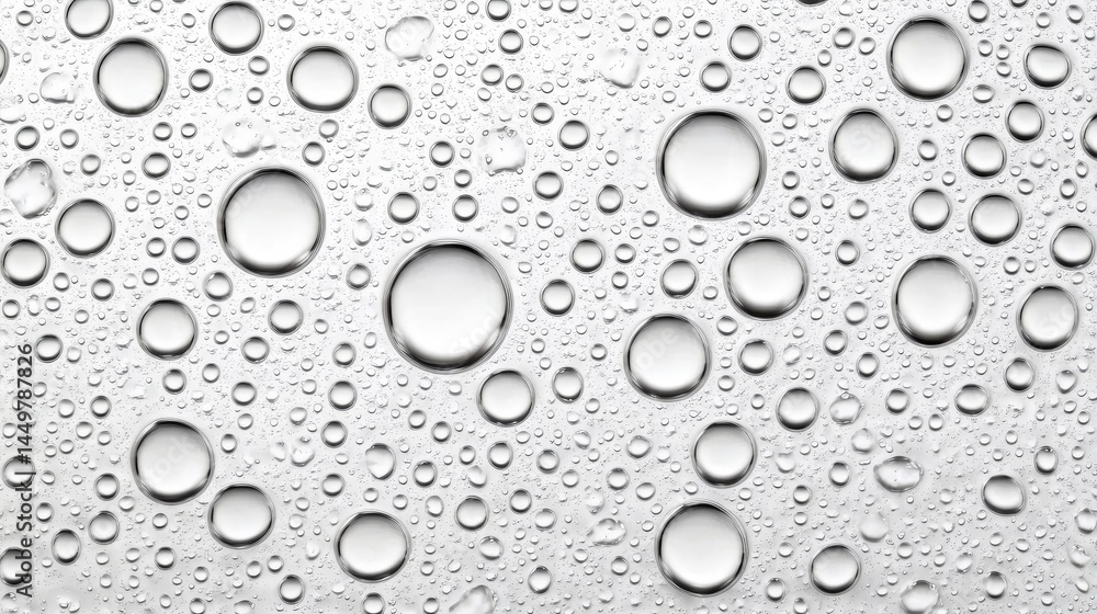 Poster mesmerizing macro photography, water droplets on glass create abstract patterns closeup