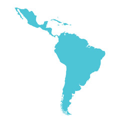 Latin America Map Bright Blue