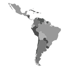 Flat Grey Latin America Map by Country