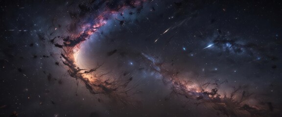 Dazzling galaxy, countless stars, infinite darkness ,  galaxy,  dark matter