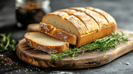 Slices from a wholesome white sandwich bread loaf