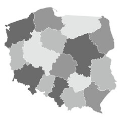 Obraz premium Poland Map Grey by Region