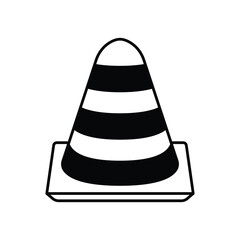 Road Cone Icon in Black and White